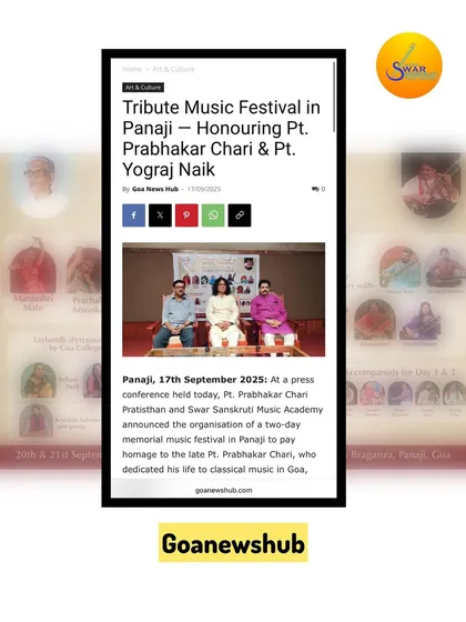 Coverage of our press conference for the tribute festival on Goanewshub, helping us share the details of this two-day memorial event.