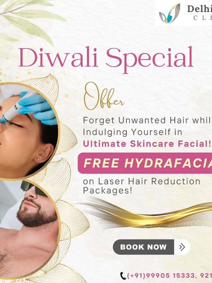 Our Diwali special combined two of our most popular services. Clients who purchased a laser hair reduction package received a complimentary HydraFacial, offering a complete grooming and skincare solution.