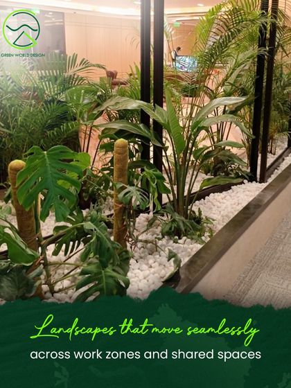 This view shows how our landscapes move seamlessly across different zones at The Executive Centre. The continuous planters connect the corridor to the main workspace, creating a cohesive design narrative.