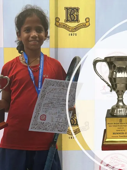 We were thrilled to present the U-12 girls runners-up trophy at the Inter-school MSSA tournament 2023 to Shamiksha Shetty.