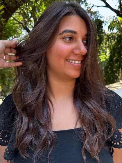 A beautiful transformation for a bride-to-be. We corrected her uneven base color and added soft, romantic highlights to get her ready for her big day.