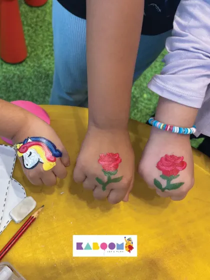 It's all in the details! We offer fun activities like temporary tattoos to match any party theme, from magical unicorns to beautiful roses, adding another layer of creative fun for the kids.
