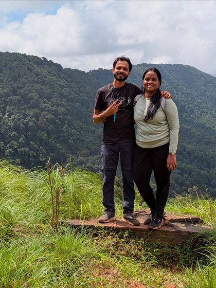 A couple posing on the trail during the Kurinjal trek.