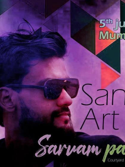 An announcement for a sand art show at the Courtyard by Marriott in Mumbai.