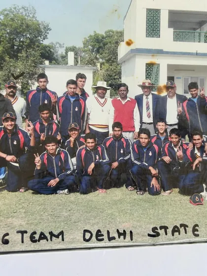 An old photograph with the U-16 Delhi State team. I have been coaching and nurturing talent for many years.