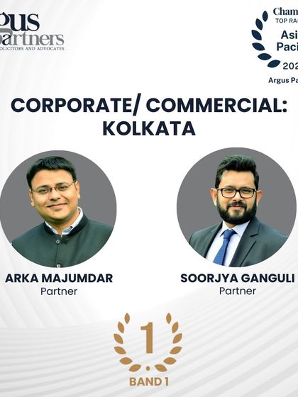 Our Kolkata office achieved a Band 1 ranking for Corporate/Commercial work from Chambers and Partners, recognizing our strong presence in the region.