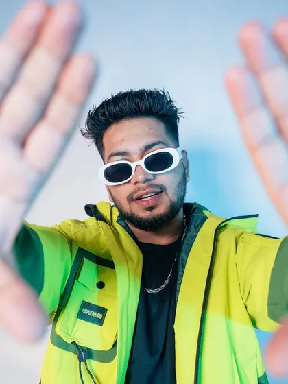 Framing the shot. This close-up captures the confidence and focus I put into both my brand and my music production.