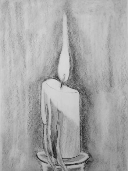 This candle sketch is another example of a student's practice at home, applying the shading techniques we learned in class.