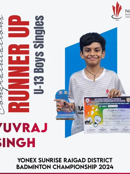 Future star Yuvraj Singh, who became the runner-up in the U-13 Boys Singles, showing great promise for the future.
