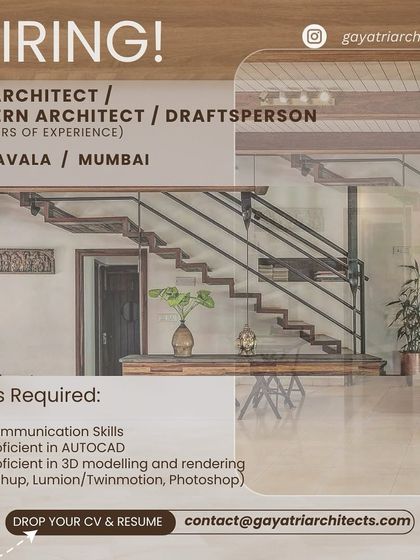 Gayatri Architects in Mumbai/Lonavala is hiring for multiple roles.