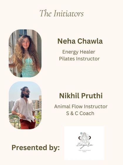 Meet the initiators of our wellness retreats, Neha and Nikhil. We combine our expertise in Pilates, Animal Flow, and energy healing to create transformative experiences.