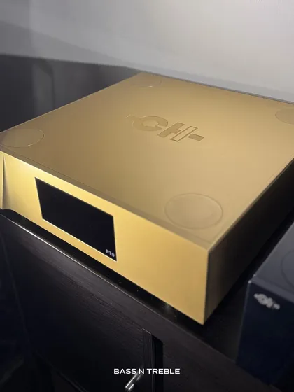 The CH Precision P10 Phono Preamp in a stunning gold finish. It's a statement piece that delivers reference-level performance for vinyl playback.