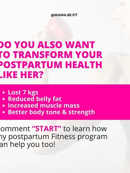 Do you want to transform your postpartum health like her? With my program, you can lose weight, reduce belly fat, and increase muscle mass. It all starts with a single step.