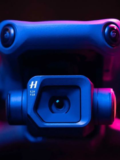 A detailed shot of the Hasselblad camera on our DJI Mavic 3 drone. This powerful camera is key to capturing the high-quality, professional-grade images and videos we are known for.