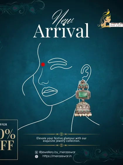 An artistic showcase of the green oxidized jhumka, highlighting its elegant design. This piece is a new arrival, perfect for elevating your festive glamour.