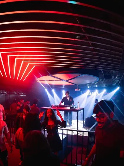 The crowd in Nagpur enjoying the set under striking red geometric lights. Every city has its own unique energy that I love to tap into.