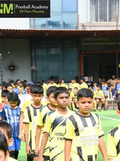 Players lining up before a weekend training session at our Koparkhairane center.