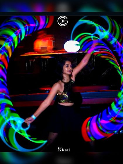 A beautiful long-exposure shot of my pixel fans from the Zero Gravity Festival. This image captures the incredible trails of light and color that these props can create.