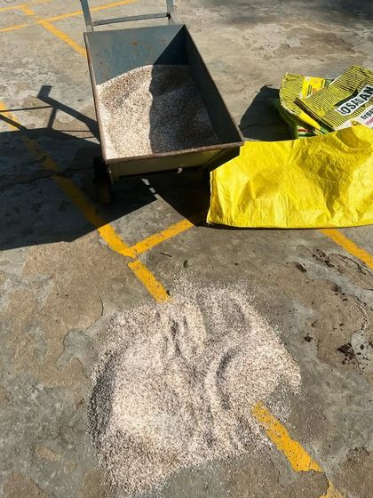 A pile of perlite, a lightweight volcanic glass that we add to our soil mixes. This essential component helps improve drainage and aeration, preventing root rot and promoting healthy growth.