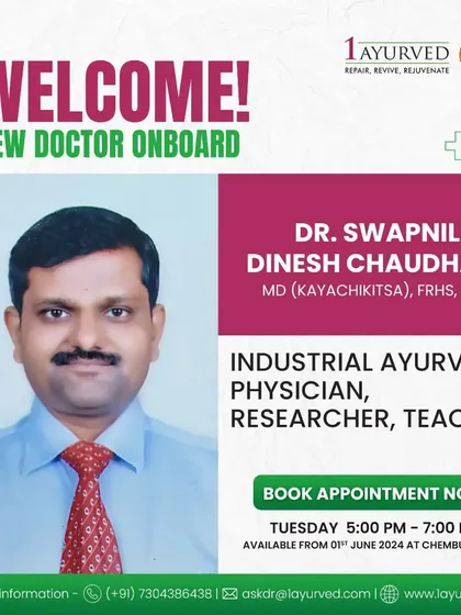 We welcome Dr. Swapnil Dinesh Chaudhari, an MD in Kayachikitsa. His background as an industrial Ayurveda physician, researcher, and teacher adds a unique, evidence-based perspective to our patient care.