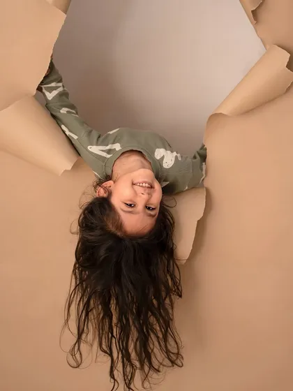 An upside-down smile from the star of the first haircut shoot. I love it when kids bring their own fun ideas to the session.