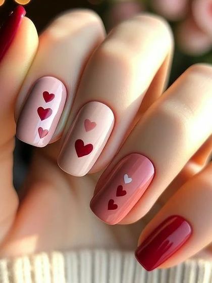 A romantic ombre of hearts in shades of pink and red. This is a simple yet lovely design for a special occasion.