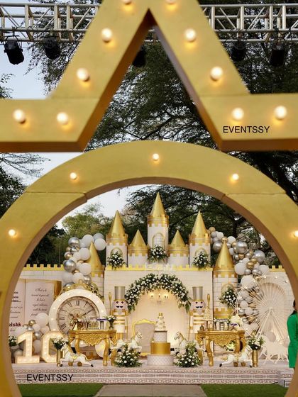 A view from inside the star-shaped arch, looking towards the main castle stage. This shot highlights the depth and detail I put into planning the entire guest experience.
