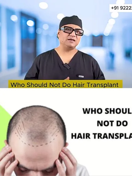This graphic highlights a video where I discuss who should not get a hair transplant. Patient safety is our top priority, and certain medical conditions can make the procedure risky.