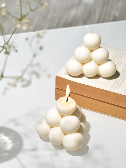 Our pyramid bubble candles are aesthetically pleasing, minimal, and stylish. They're the perfect candle for every home.