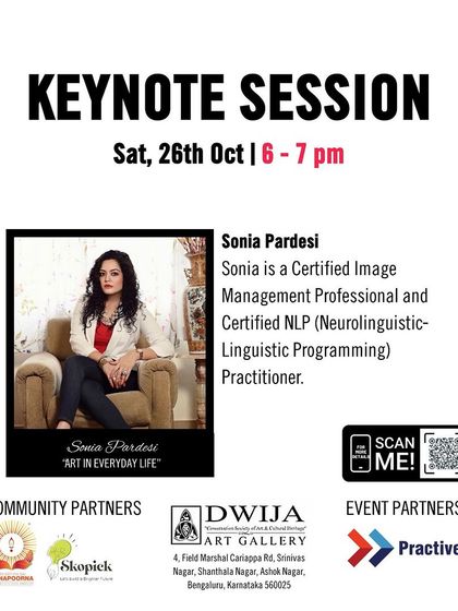 I was invited as a keynote speaker at the Dwija Art Gallery to talk about "Art in Everyday Life." My session explored the intersection of personal expression, style, and artistic influence in our daily routines.