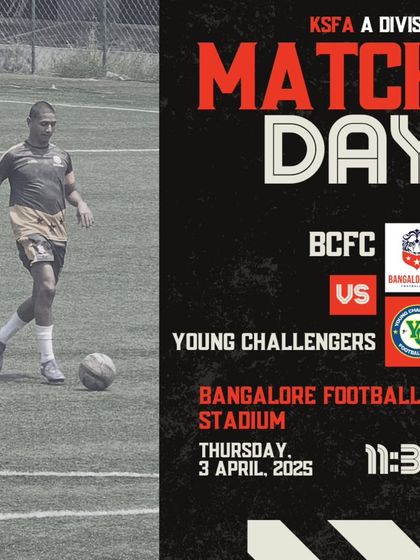 Matchday alert for our game against Young Challengers FC.