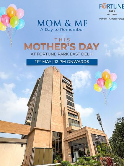 My hotel stands as a beacon of hospitality in East Delhi. This image, used for my Mother's Day promotion, captures the impressive facade of the building, promising a premium experience for every event.
