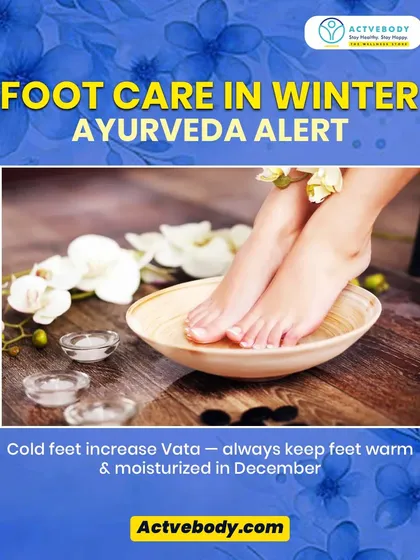 Ayurvedic Foot Care for Winter Wellness. Did you know that cold feet can increase Vata dosha, leading to stiffness and anxiety? I always remind my clients to keep their feet warm and moisturized during winter. A simple foot massage with warm oil before bed can be incredibly grounding.