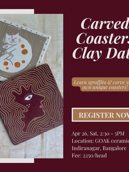 Learn the art of sgraffito, a carving technique, to create your own unique coasters. This workshop lets you etch your own designs, from cats to abstract patterns, onto a set of ceramic coasters.