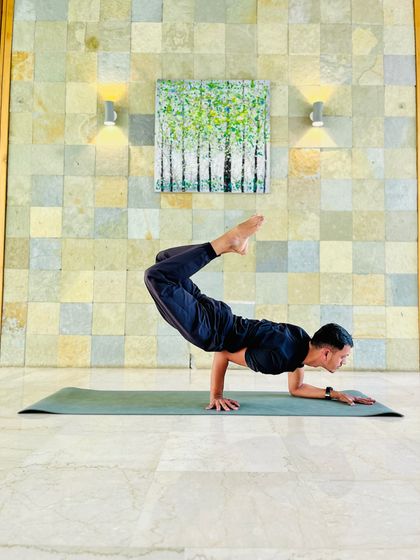Ready for the next challenge. This is a variation of Mayurasana, or peacock pose, that tests the limits of arm and core strength. It's about finding that precise point of balance.