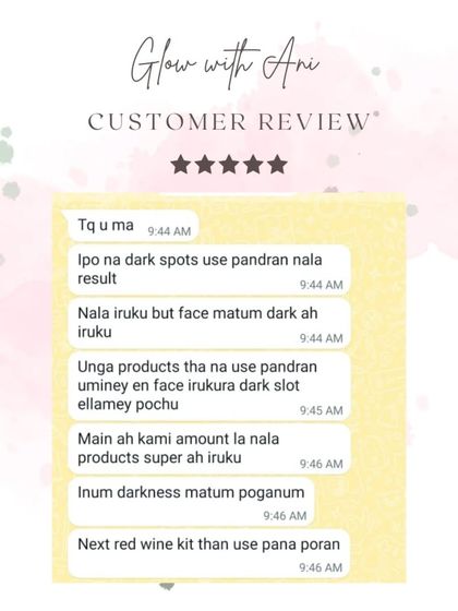 This customer is seeing good results with my dark spots products and is now planning to try the Red Wine Kit. I love helping you on your skincare journey.