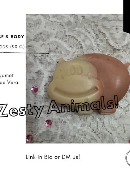 My 'Zesty Animals' soap is a hit with kids. Shaped like a cute hippo and scented with uplifting Bergamot, it makes bath time fun while being gentle on the skin with added Aloe Vera.