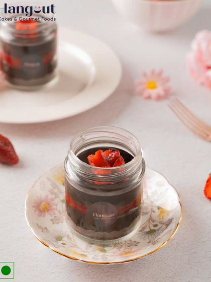 Layers of rich chocolate and tangy strawberry goodness are packed into this convenient and delicious dessert jar. It's a perfect single-serving treat for any time.