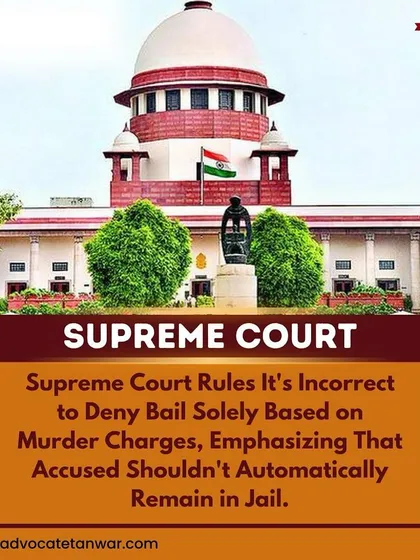 The Supreme Court has ruled that it is incorrect to deny bail solely based on murder charges, emphasizing that an accused should not automatically remain in jail. We argue for bail by focusing on the specific facts of the case, not just the gravity of the charge.