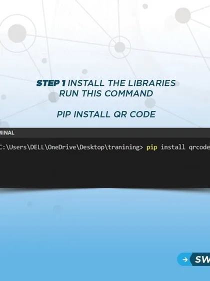 Step 1 of the QR code tutorial: Installing the necessary library. A simple 'pip install qrcode' command in your terminal is all it takes to begin.