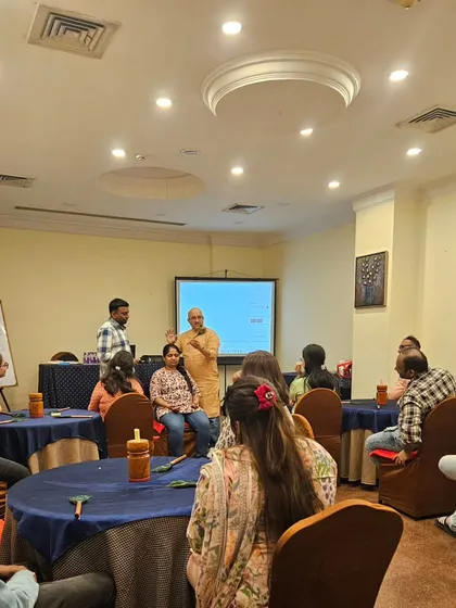 A moment of interaction during the Sanjivani Holistic Remedial workshop. I believe in a hands-on approach, personally guiding participants through each exercise.