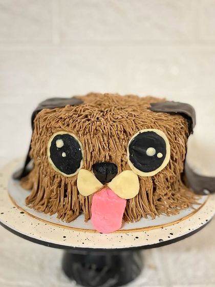 The cute, fluffy texture of our dog cake is created entirely with chocolate cream.