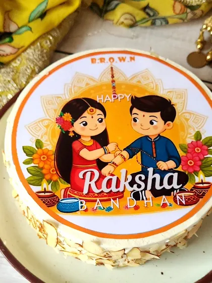 A sneak peek into our Rakhi menu. This cake features a beautiful edible print celebrating the bond between siblings.