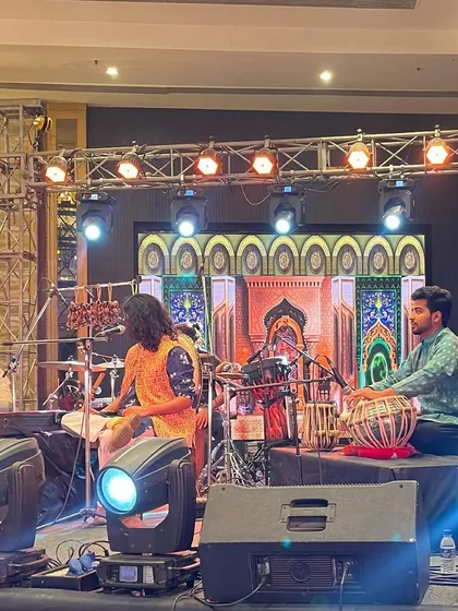 The stage setup for our fusion band performance.