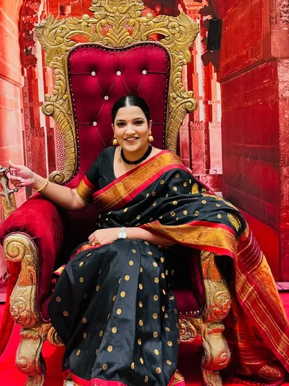 Feeling regal in a traditional black saree for the AstraZeneca awards in Udaipur. The right outfit can make you feel like you're on top of the world.