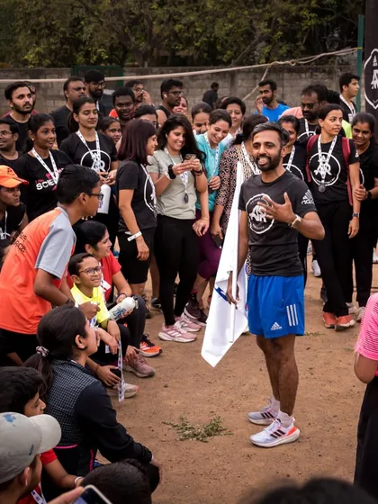 As a coach, my role is to guide and motivate. This is me addressing our running family, sharing insights and getting everyone fired up for the session ahead. We are a team, and I lead from the front.