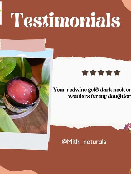 A testimonial for my Redwine Gel and Dark Neck Cream. The customer says they "do wonders" for her daughter. I'm so happy my products are helping your loved ones.