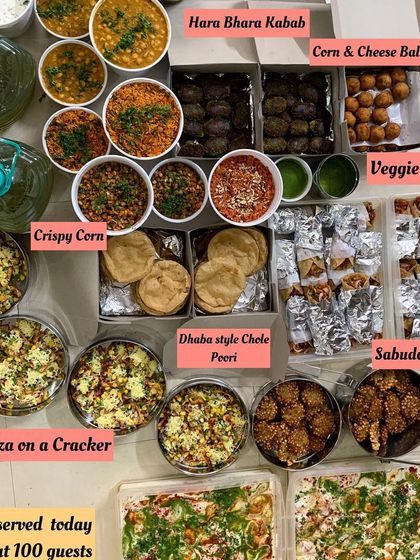 Another perspective of the dinner for 100 guests, showing the sheer variety of dishes I can prepare for large-scale events.