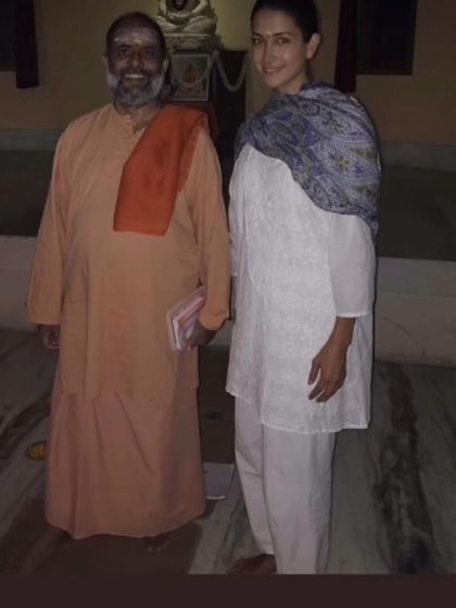 With a student at the ashram. I make it a point to connect with each person, offering personal guidance and support on their unique journey.