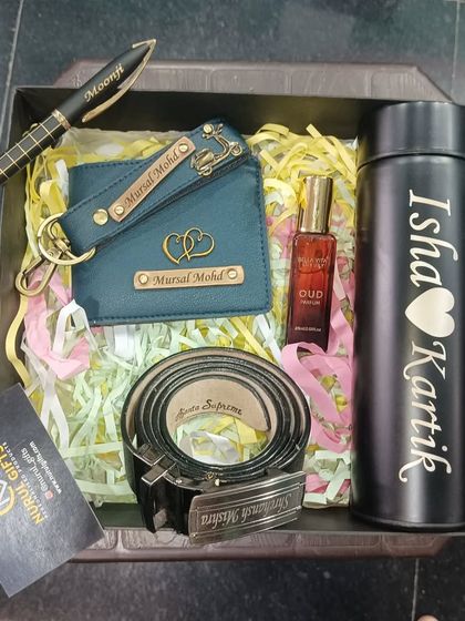 A top-down view of the fully loaded hamper, perfect for making a big impression on a special day.